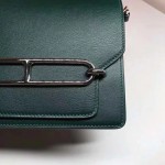 roulis 19cm 23cm Swift leather, malachite green, gold and silver buckle, hand-stitched beeswax thread